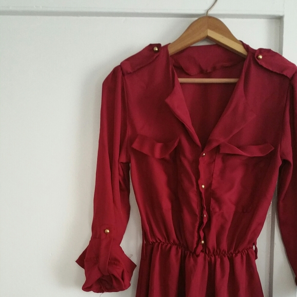 Red Button Dress - Picture 2 of 3